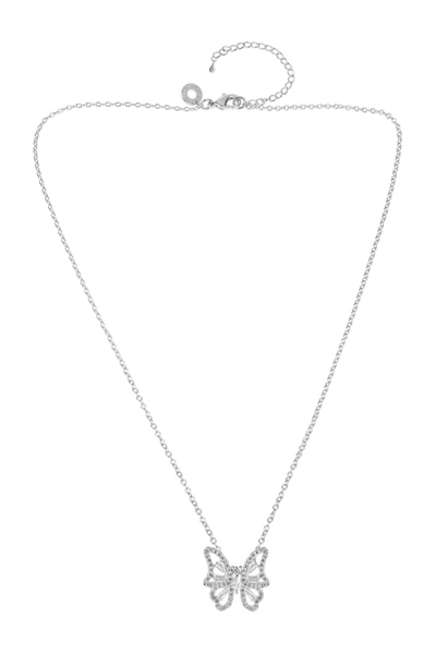 Cz By Kenneth Jay Lane Cz Butterfly Pendant Necklace In Clear-silver