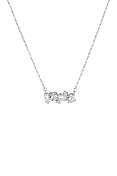 Cz By Kenneth Jay Lane Multi Cz Mini Bar Pendant Necklace In Clear-silver
