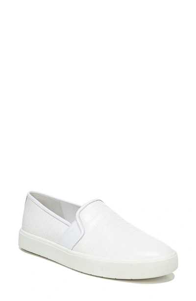 Vince Blair Croc-effect Leather Slip-on Sneakers In Optic White