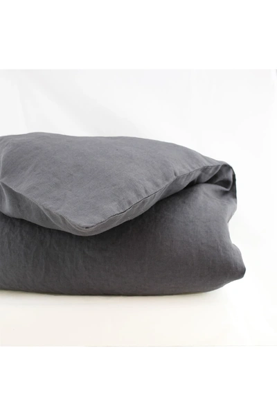 Melange Linen King Duvet Cover In Dark Grey