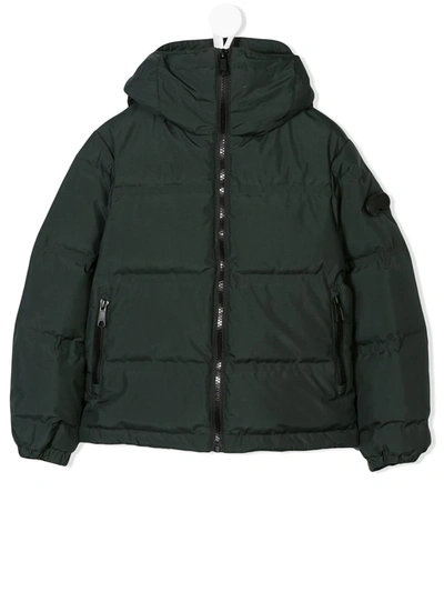 Ai Riders On The Storm Young Kids' Hooded Padded Jacket In Green