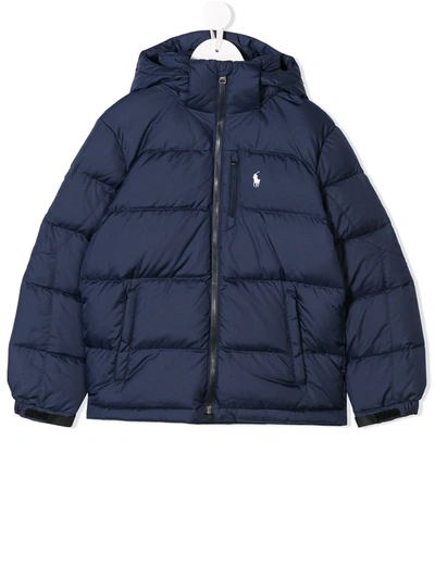 Ralph Lauren Kids' Hooded Padded Coat In Blue