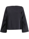 Adeam Peony Boat-neck Crepe Top In Blue