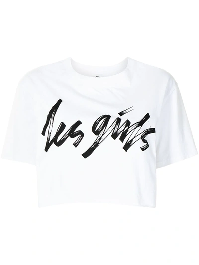 Les Girls Les Boys Logo-print Cropped T-shirt In White