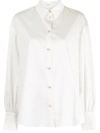 Adeam Camellia Pleated Poplin Shirt In White