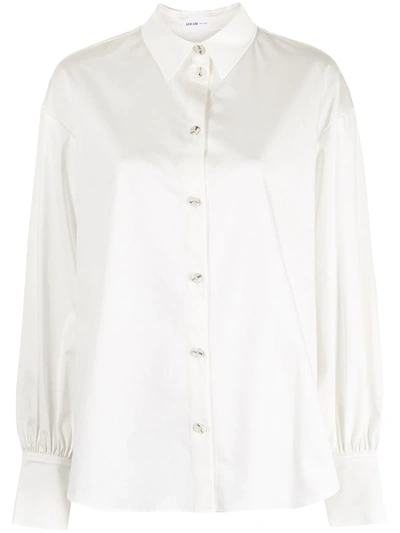 Adeam Camellia 褶饰府绸衬衫 In White