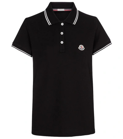 Moncler Contrast-trim Polo Shirt In Black