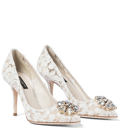 Dolce & Gabbana Belluci Embellished Lace Pumps In White