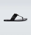Tom Ford Brighton Leather Flip-flops In Black And Gold In Black