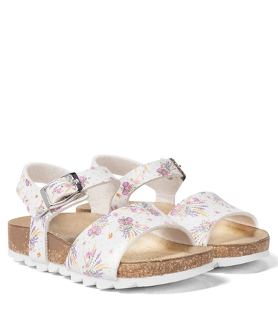 Monnalisa Kids' Bouquet Print Sandals In White