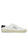 SAINT LAURENT COURT LOGO-EMBROIDERED LEATHER TRAINERS,1398031