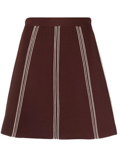 Sandro A-line Striped Mini Skirt In Brown