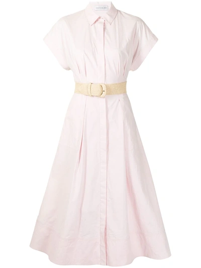 Rebecca Vallance Bianco Belted Cotton Shirt Dress In Pink