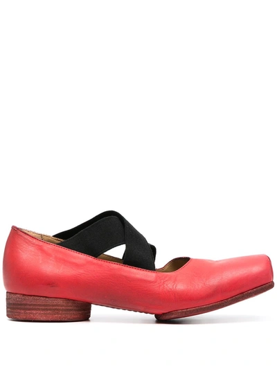 Uma Wang Crossover-strap Ballerina Shoes In Red