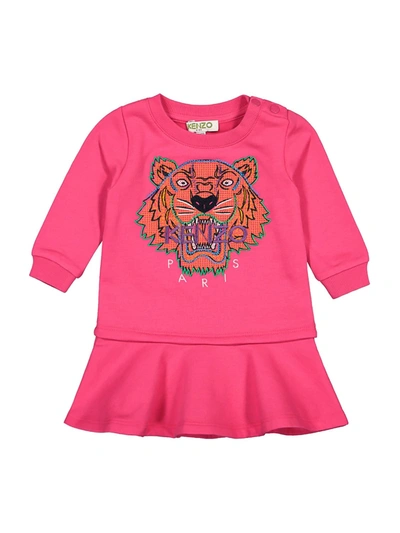 Kenzo Kids Dress Tiger For Girls In Pink