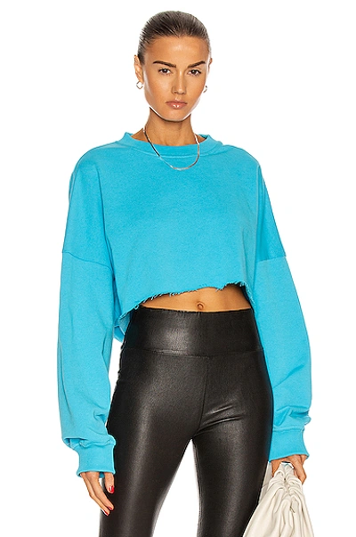 Alexandre Vauthier Strass Cropped Sweatshirt In Azure