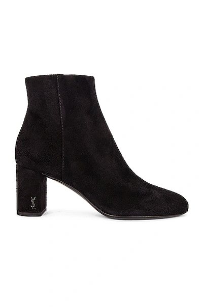 Saint Laurent Loulou Zipped Booties In Noir