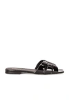 Saint Laurent Tribute Nu Pieds Patent Leather Flat Sandals In Noir