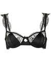 Fleur Du Mal Frankie Satin And Tulle-trimmed Leavers Lace Underwired Balconette Bra In Black