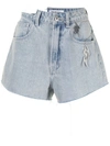 Ground Zero High-rise Distressed Denim Shorts In Blue