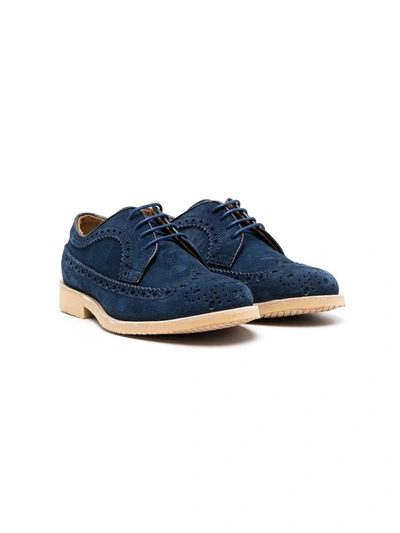 Gallucci Kids' Lace-up Suede Brogues In Blue