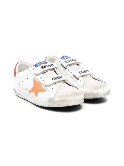 Golden Goose Old School Logo Double Grip-strap Sneakers, Toddler/kids In Orange
