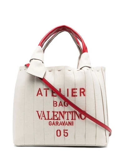 Valentino Garavani Small Atelier Tote Bag In Neutrals