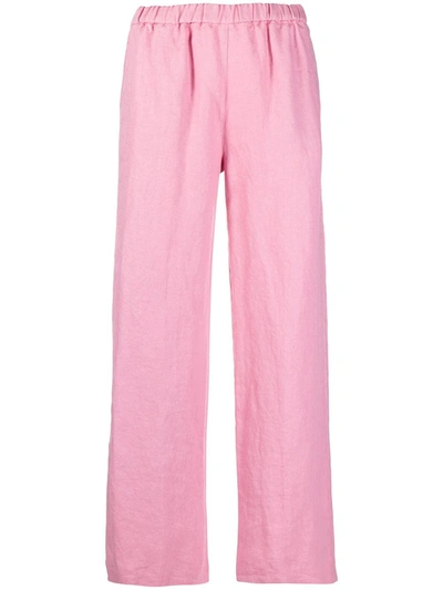 Aspesi Straight-cut Linen Trousers In Pink