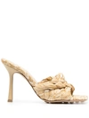 Bottega Veneta Intrecciato Raffia Mules In Neutrals