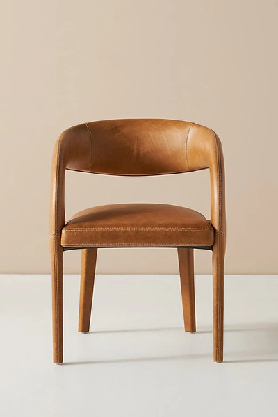 Anthropologie Leather Hagen Dining Chair In Brown