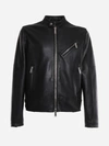 DSQUARED2 LEATHER JACKET WITH DECORATIVE BUCKLE DETAIL,S74AM1143 SY1491900