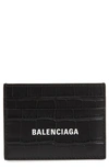 BALENCIAGA LOGO CROC EMBOSSED LEATHER CARD CASE,5943091ROP3