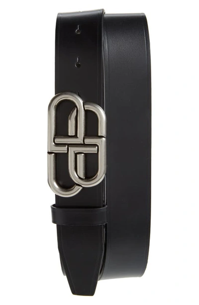 Balenciaga 3.5cm Bb Buckle Leather Belt In Black