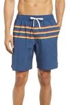 Fair Harbor Men's 8" 3 Stripes Anchor Swim Shorts In Rainbow Stripe