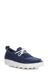Shop Fly London Chat Moc Toe Derby In Navy/ White Linen