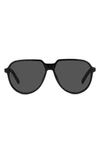 Dior Essential Ai Black Pilot Sunglasses In Shiny Black/smoke