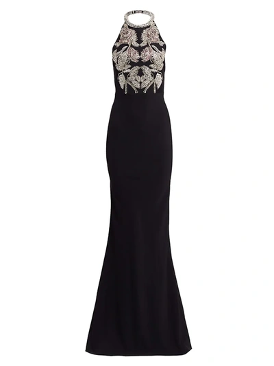Alexander Mcqueen Women's Rose Embellished Crystal Rope Halter Gown In  Black | ModeSens