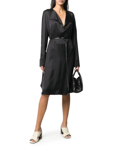 Bottega Veneta Fluid Satin Long-sleeve Tunic/dress In Black