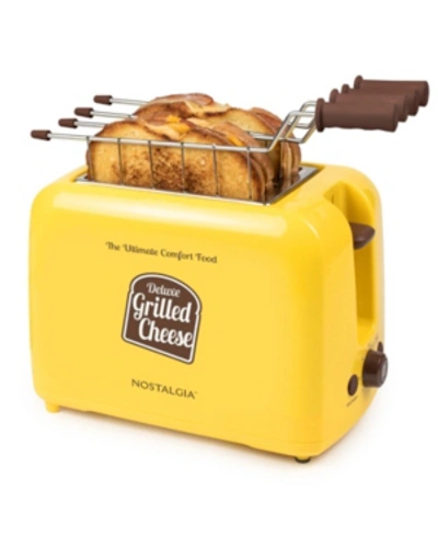 Nostalgia Gct2 Deluxe Grilled Cheese Sandwich Toaster With Easy-clean Toasting Baskets, Adjustable Toasting Di In Yellow