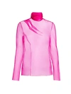 Alejandra Alonso Rojas Sheer Organza Silk Turtleneck In Hot Pink