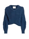 Alejandra Alonso Rojas Asymmetric Cableknit Pullover In Oceano