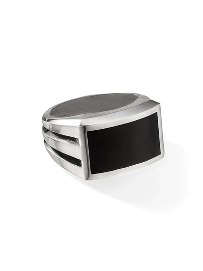 David Yurman Men's Beveled Streamline Sterling Silver & Black Onyx Signet Ring