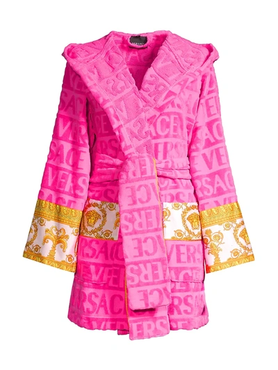 Versace Women's Barocco Wrap Robe In Fuchsia