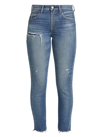Moussy Vintage Hammond High-rise Skinny Distressed Jeans In Blue