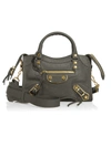 Balenciaga Women's Mini Classic City Metallic Edge Leather Satchel In Grey