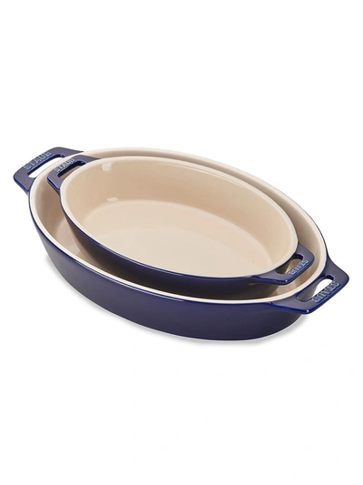 Staub 2-piece Oval Baking Dish Set In Dark Blue