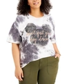 LOVE TRIBE TRENDY PLUS COTTON DON'T QUIT YOUR DAY DREAM TIE-DYED T-SHIRT