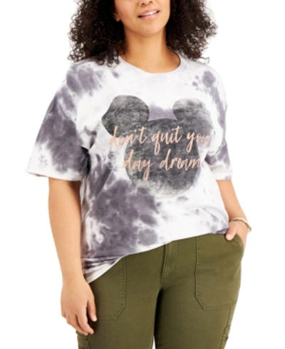 Love Tribe Trendy Plus Cotton Don't Quit Your Day Dream Tie-dyed T-shirt In White