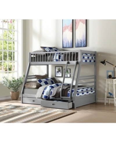Acme Furniture Jason Twin Over Full Bunk Bed With Storage In Gray