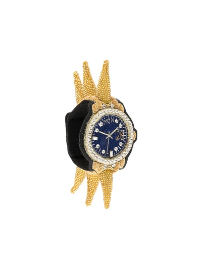 Walter Van Beirendonck Spiky Artificial Leather Bracelet In Gold